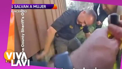 Bombero salva a mujer atrapada en incendio