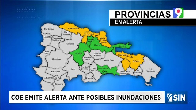 COE mantiene provincias en alerta amarilla y verde por incidencia de sistema frontal | Emisión Estelar SIN