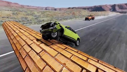 BeamNG Drive - Huge Speed Bumps Blocking The Road.mp4