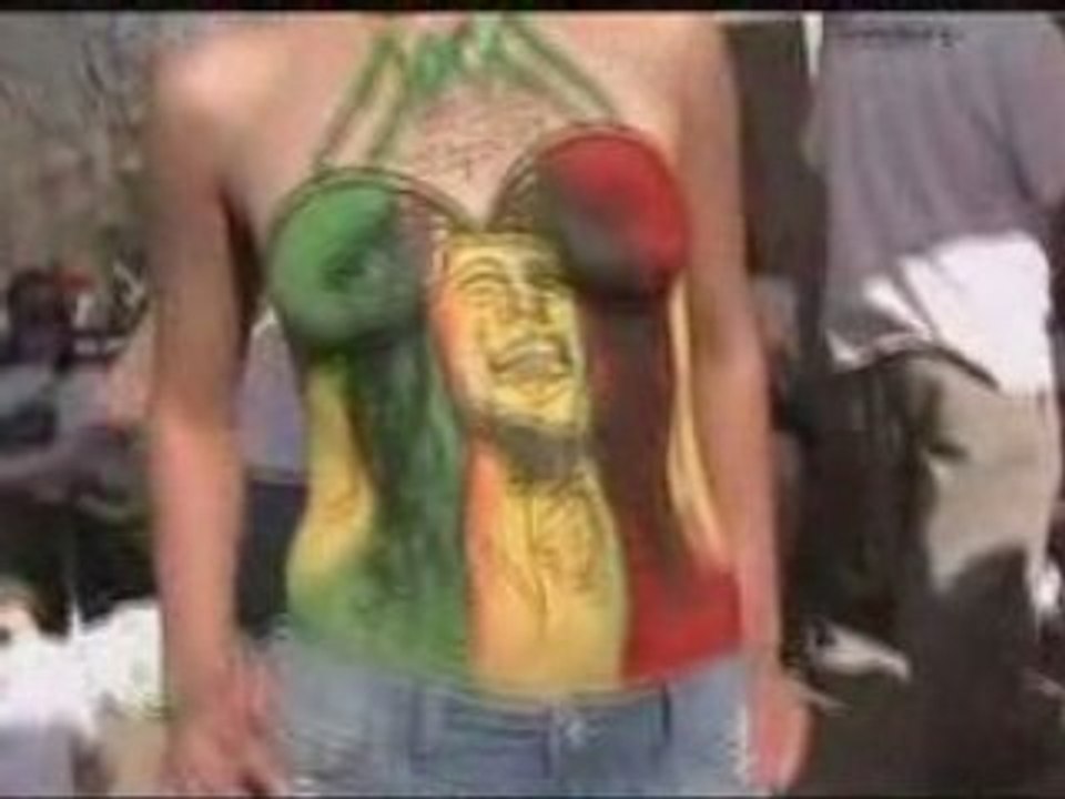 Bob Marley Painted On Beautiful Girl 420 Denver Colorado!