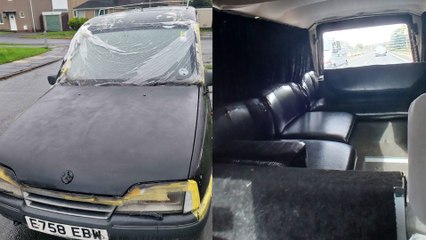 Halloween lover converts hearse into campervan for one