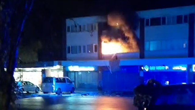 Horror moment flat explodes in fireball leaving man fighting for life