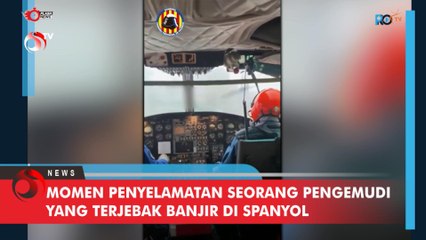 Momen Penyelamatan Seorang Pengemudi yang Terjebak Banjir di Spanyol