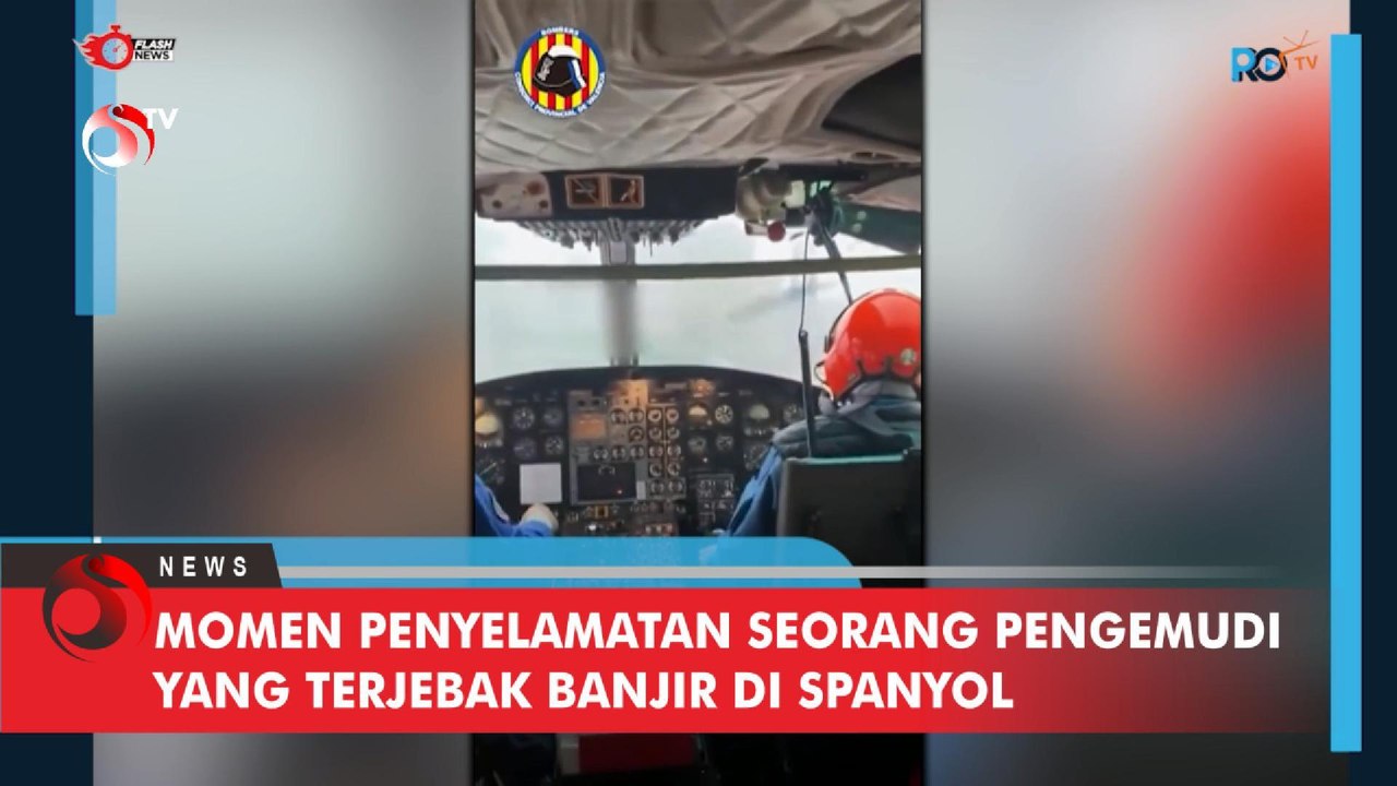 Momen Penyelamatan Seorang Pengemudi yang Terjebak Banjir di Spanyol