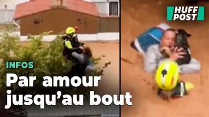 Au coeur des crues en Espagne, le sauvetage in extremis d’une femme refusant de lâcher son chien