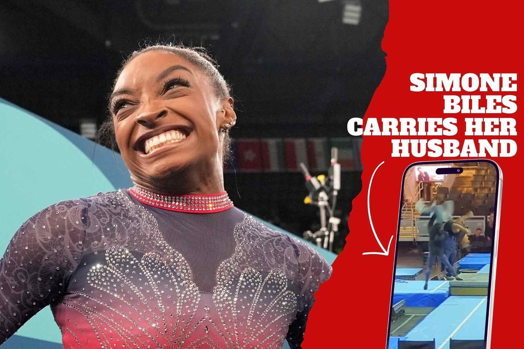 Simone Biles stuns gym with epic flip assist for husband Jonathan Owens