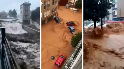 Catástrofe en Valencia, España: Derrumbe de casas y río con carros por DANA