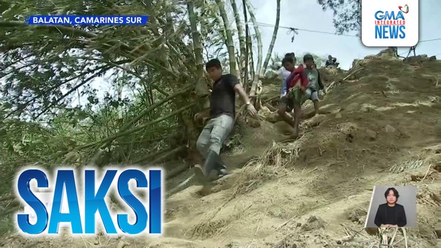 Ilang Bikolano, sa bangin dumadaan dahil napinsala ng Bagyong Kristine ang kalsada | Saksi