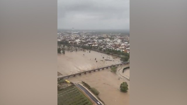 Valencia underwater: helicopter video captures apocalyptic flood devastation
