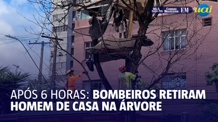Após 6 horas, Bombeiros retiram homem de casa na árvore