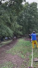 Biker Loses His Balance While Trying to Jump Over Rocky Obstacle