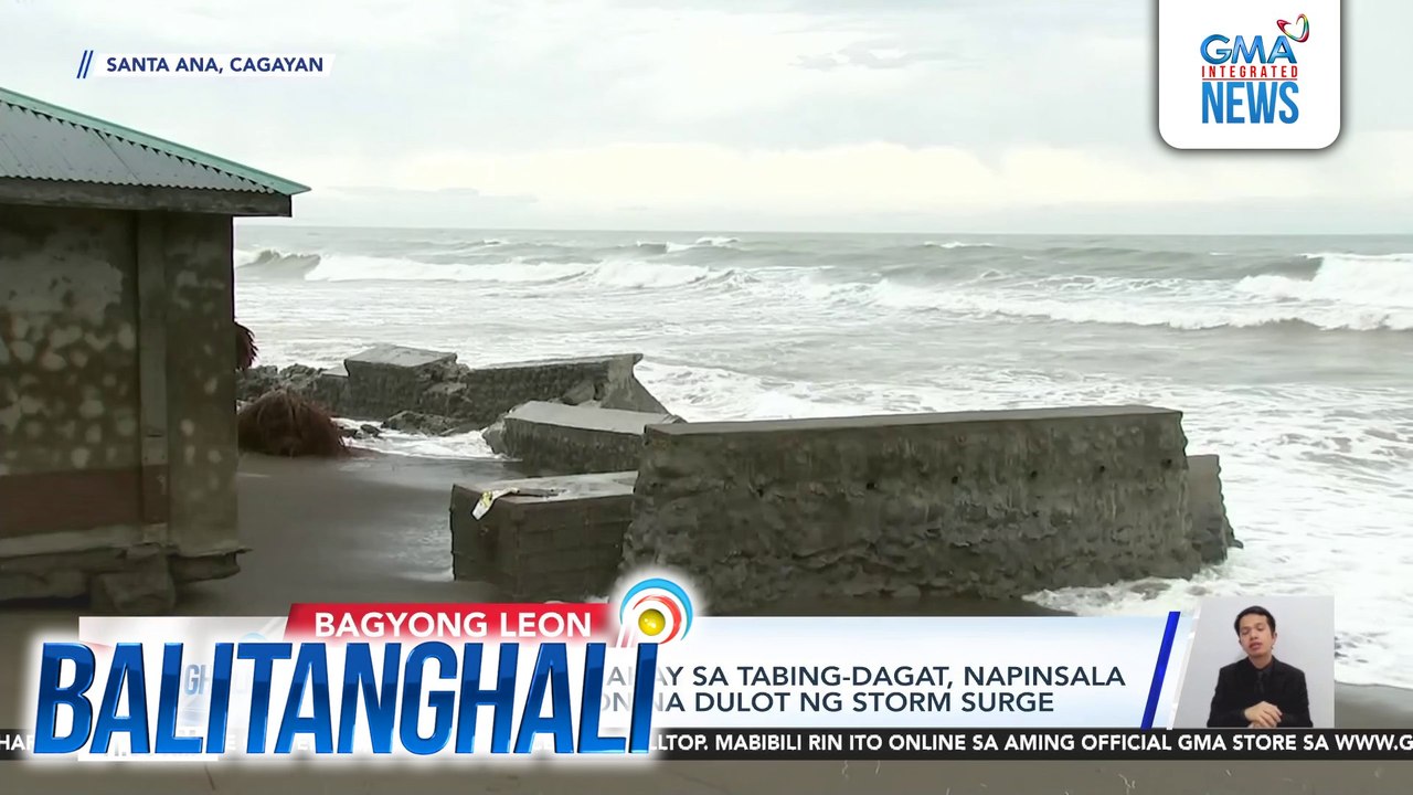 Seawall at ilang bahay sa tabing-dagat, napinsala ng malalaking alon na dulot ng storm surge | Balitanghali