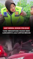 AKP Indira Sosok Polwan yang Menantang Hujan Demi Lancarnya Lalu Lintas Bekasi
