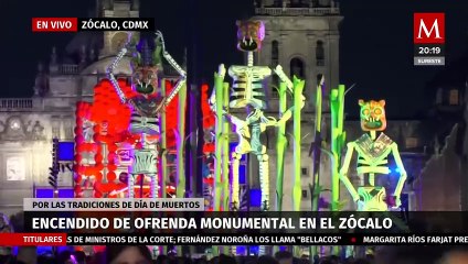 Encienden la Ofrenda Monumental en el Zócalo de la Ciudad de México