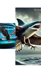 Hybrid Creature Experiment Eagle and Shark Fusion in a Futuristic Lab