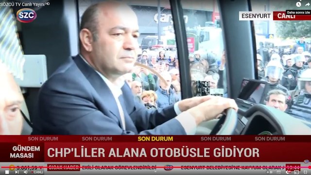 CHP'in miting otobüsüne polis engeli