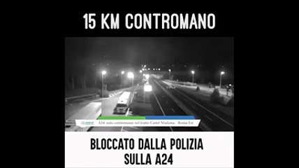 A24, percorre per 15 chilometri l'autostrada contromano