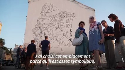 Marseille: une fresque en hommage à SOS Méditerranée sur le "mur Zidane"