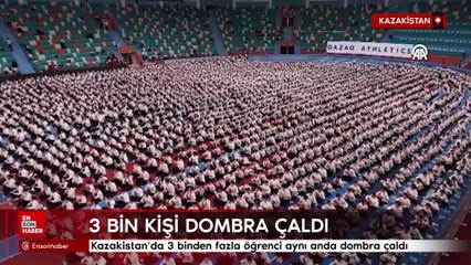 Kazakistan'da 3 binden fazla öğrenci aynı anda dombra çaldı