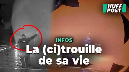 Pour Halloween, ce policier s’est fait « avaler » par une citrouille géante