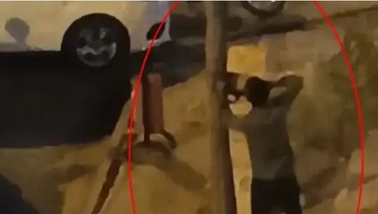 Kaldırımdaki 15 yıllık ağacı motorlu testereyle kesti! O anlar kamerada