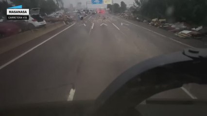 La carretera V31 a la altura de Masanasa, tras el temporal