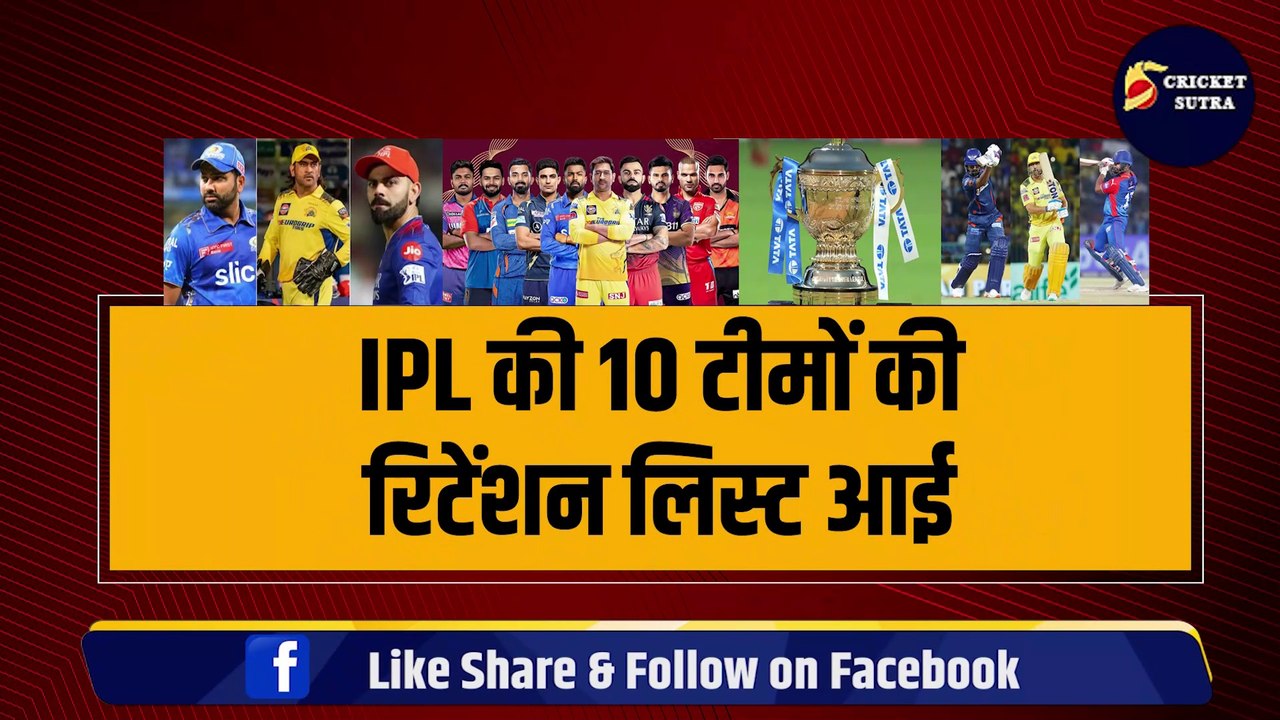 IPL MEGA AUCTION से पहले सभी 10 टीमों की Retain List आई, 5-5 टीमों ने अपने कप्तानों को दिखाया बाहर का रास्ता | IPL | IPL 2025