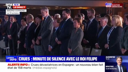 Crues en Espagne: le roi Felipe VI a observé une minute de silence en hommage aux victimes