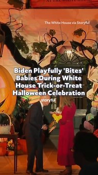 Biden Playfully 'Bites' Babies During White House Trick-or-Treat Halloween Celebration