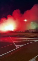Ajax fans welcoming the team back after the 2-0 win against feyenoord in Rotterdam