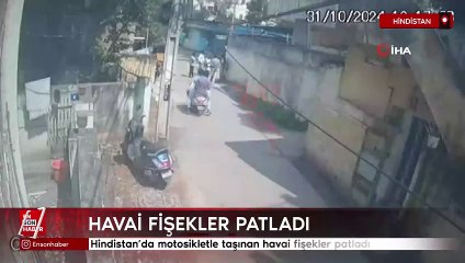 Hindistan'da motosikletle taşınan havai fişekler patladı