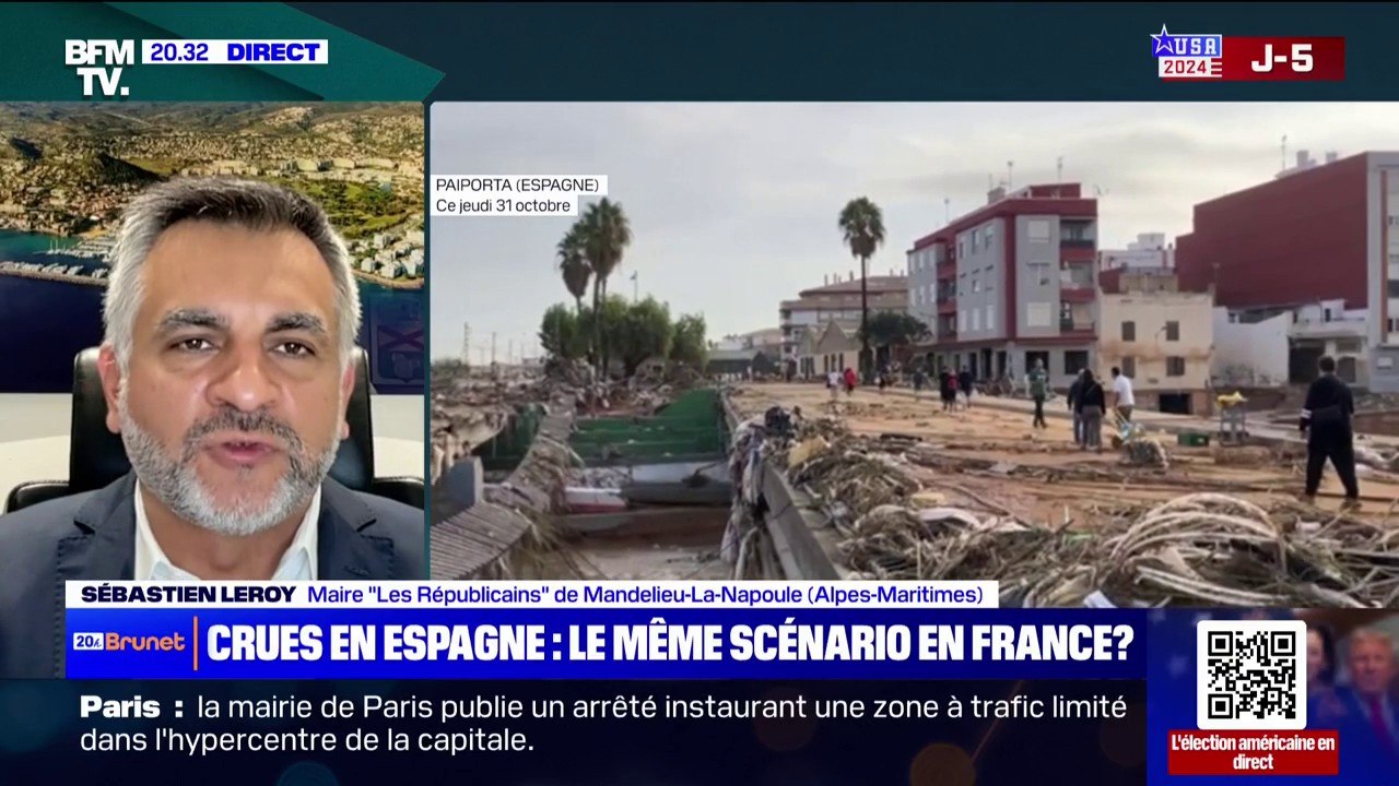 Inondations en Espagne: "Si on a un évènement de cette puissance, la France n'est pas prête à le soutenir", estime le maire de Mandelieu-La-Napoule