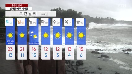 [출근길 YTN 날씨 11/01] 중북부 맑지만 남해안·제주 비바람...제주 산간 300mm↑ / YTN