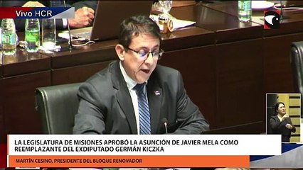 La Legislatura de Misiones aprobó la asunción de Javier Mela como reemplazante del exdiputado Germán Kiczka