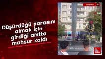 İstanbul'da bir çocuk düşürdüğü parasını almak için girdiği anıtta mahsur kaldı