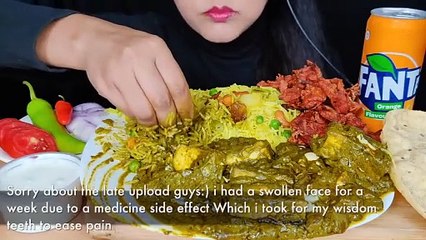 ASMR_VEG PULAO+PALAK PANEER+ONION PAKODA+SALAD+PAAPAD _VEGETARIAN FOOD_ FOOD VIDEOS