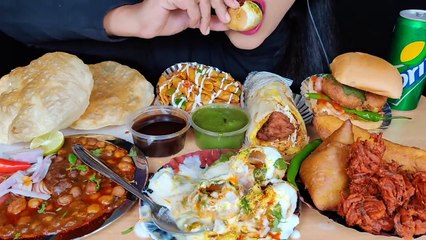 ASMR: DAHI PURI,CHICKEN ROLL,VADA PAV,MIRCHI BAJJI,CHOLE BHATURE l