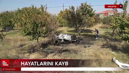 Malatya'da otomobil devrilip alev aldı