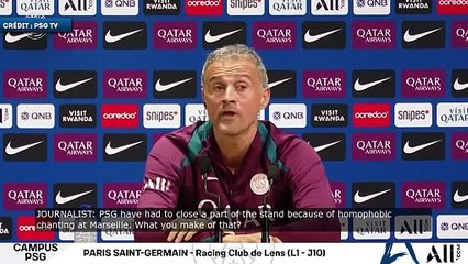 PSG, homophobie : Luis Enrique s’étonne de ne voir que le Parc être sanctionné
