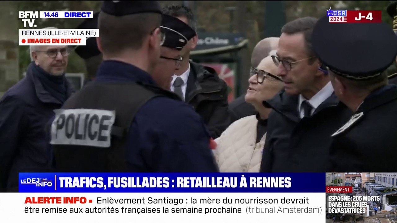 Bruno Retailleau est arrivé dans le quartier de Maurepas à Rennes où un enfant de 5 ans été blessé par balles samedi dernier