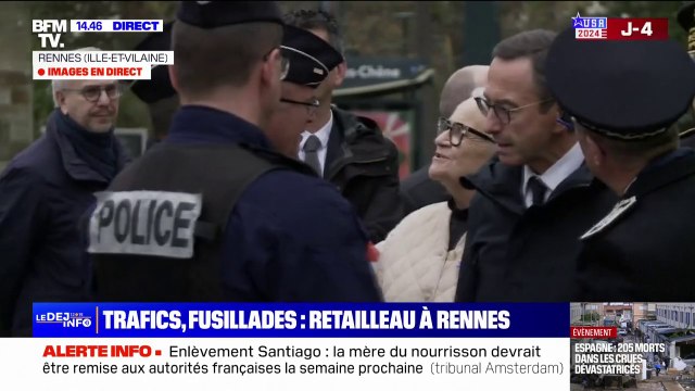 Bruno Retailleau est arrivé dans le quartier de Maurepas à Rennes où un enfant de 5 ans été blessé par balles samedi dernier