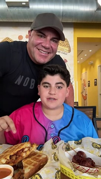 Creator BOOM!  Or DOOM! ☠️‼️ #food #foodie #father #son #family #fun #bigjustice ##grilledcheese #boom @HELICOPTER MAN @NOBULL