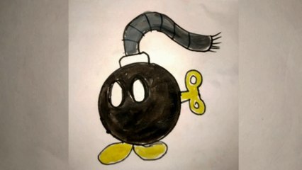 Super Mario sticker Bob Omb drawing