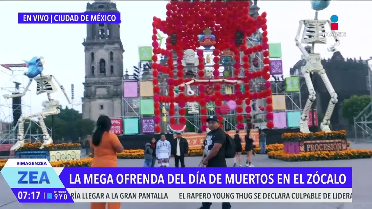 Así luce la Mega Ofrenda del Día de Muertos en el Zócalo de la CDMX