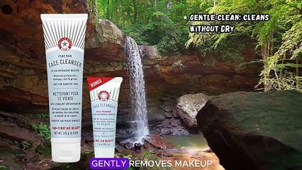 First Aid Beauty Pure Skin Face Cleanser Bundle - Sensitive Skin Gentle Cleanser 5 oz + 1 oz Travel Size