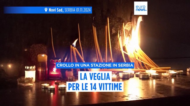 Veglia in Serbia per le 14 vittime del crollo del tetto della stazione ferroviaria di Novi Sad