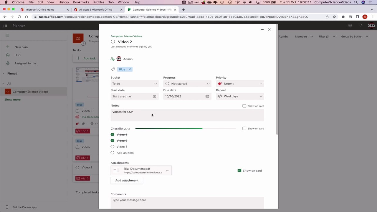 How to USE Microsoft Planner for Office 365 On a Mac - Tutorial 15 - Add Notes to Task - Basic | New