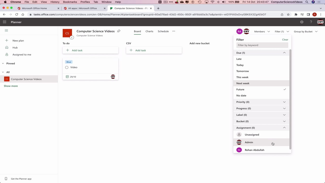How to USE Microsoft Planner for Office 365 On a Mac - Tutorial 18 - How to Use the Filter - Basic
