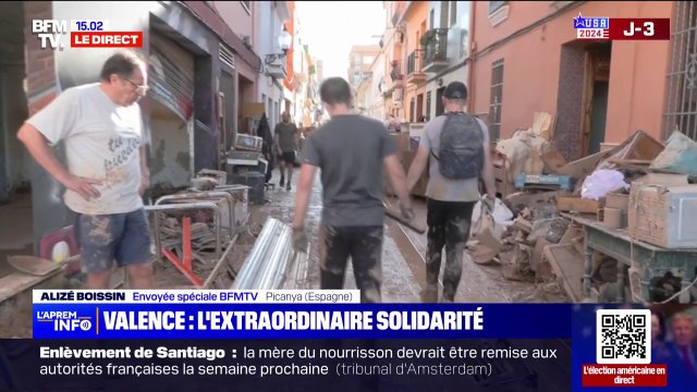 Espagne: à Picanya, commune la plus touchée, des centaines de volontaires sont venus apporter leur aide aux sinistrés