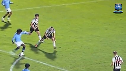 Former Premier League striker's son nets 20-minute hat-trick to inspire his side to a 5-0 drubbing